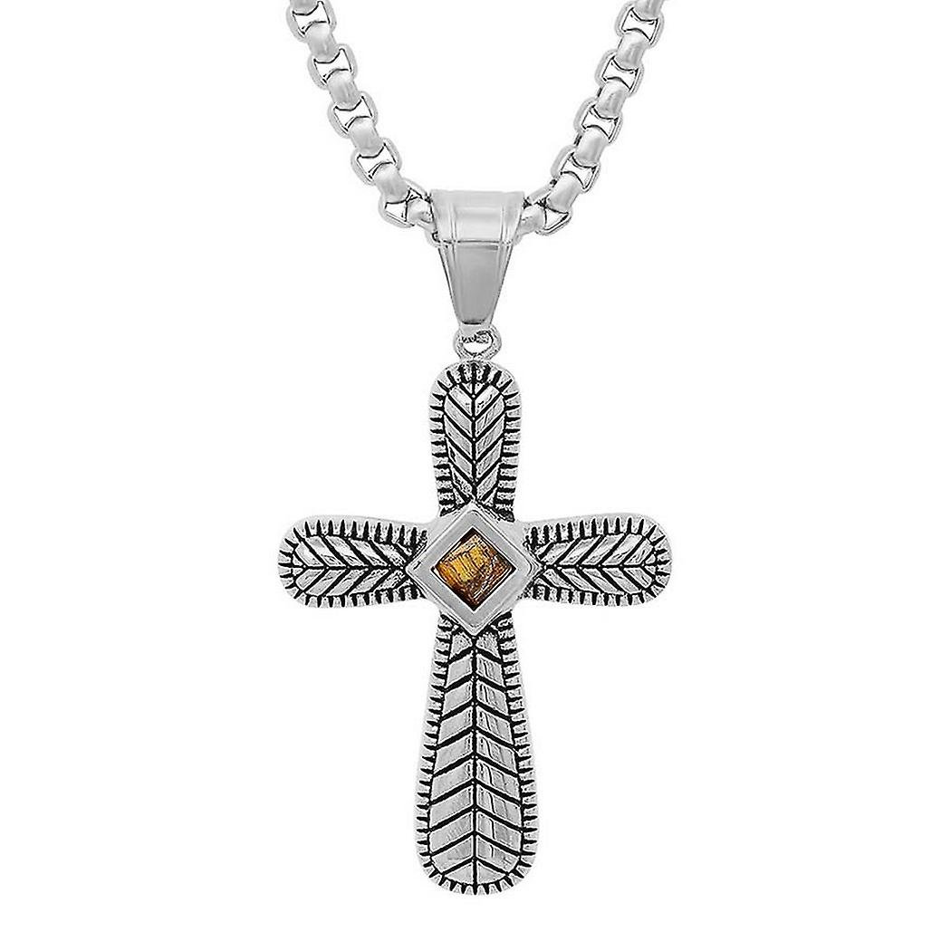 Stainless Steel Mens Cross Religious Necklace 55.6x30mm Wide-Necklace for Men